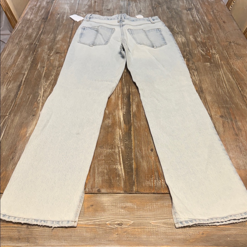Good American Light Blue Ripped Straight Leg Jeans - Picture 6 of 7